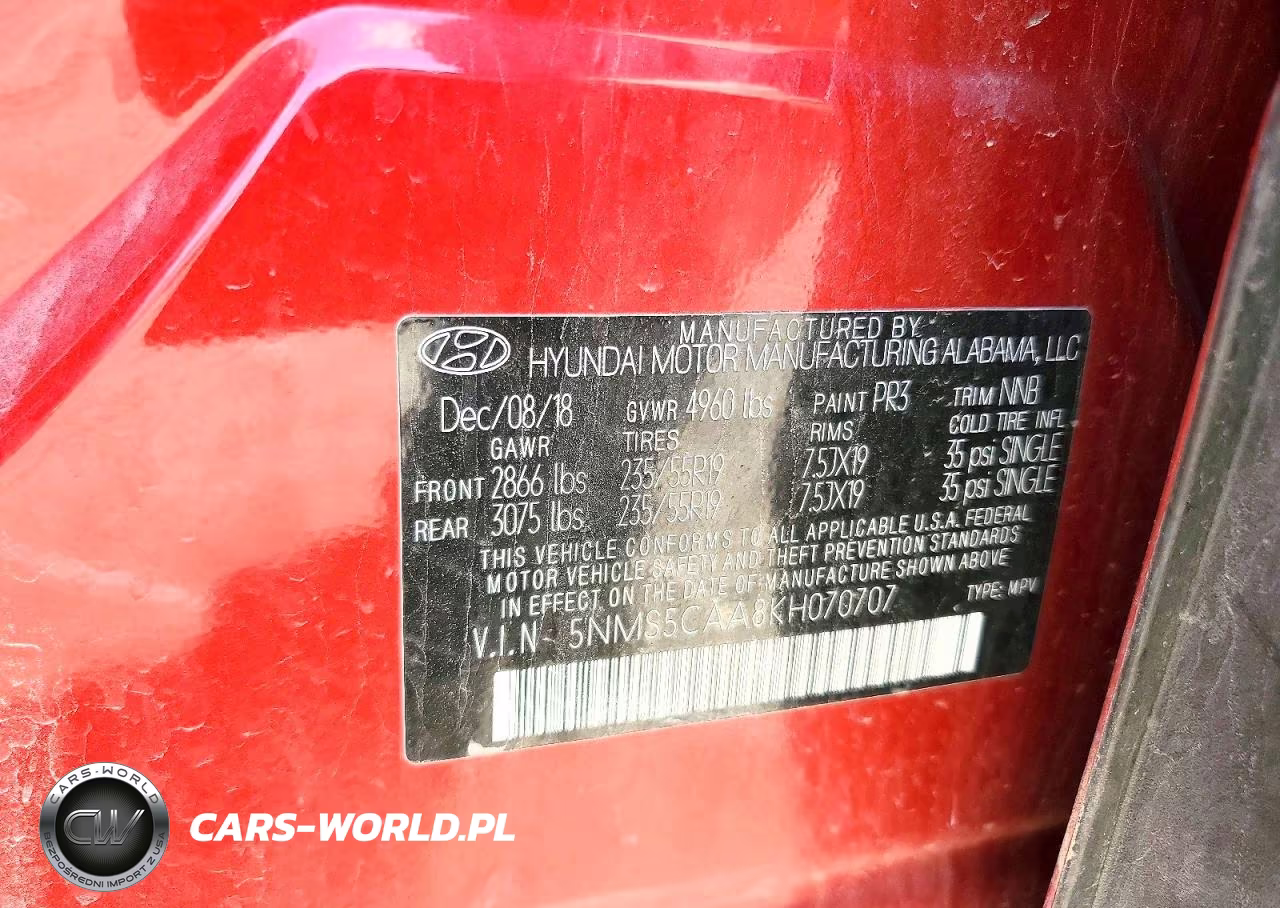 2019 Hyundai Santa Fe Limited 2.0T VIN:5NMS5CAA8KH070707 - 13