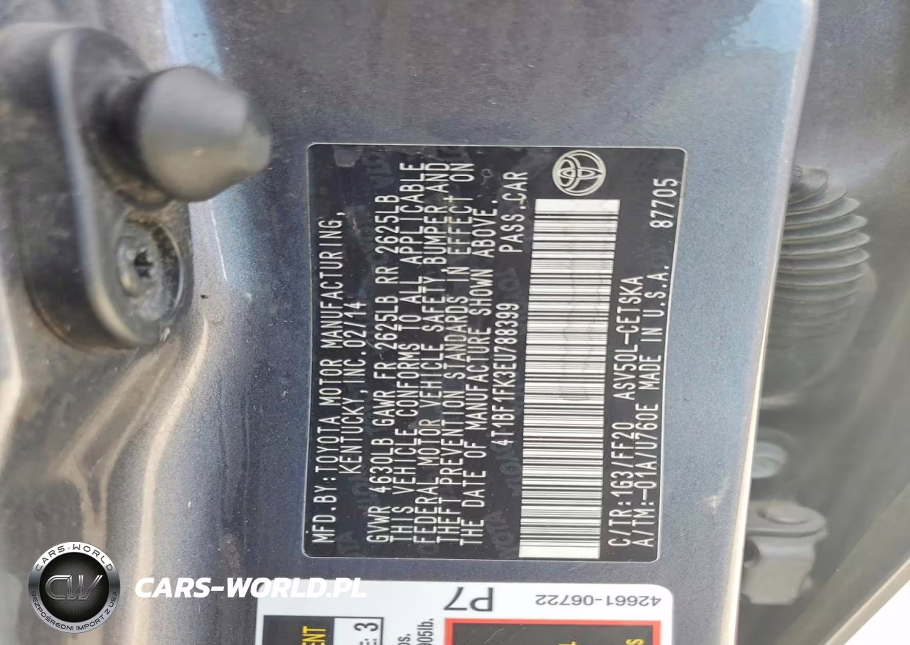 2014 Toyota Camry Se VIN:4T1BF1FK3EU788399 - 12