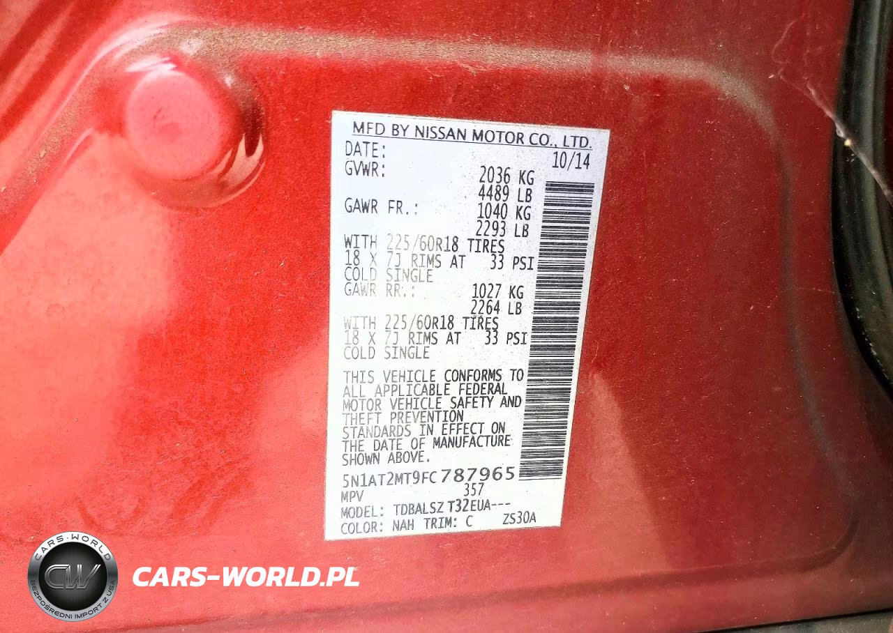 2015 Nissan Rogue Sl VIN:5N1AT2MT9FC787965 - 12