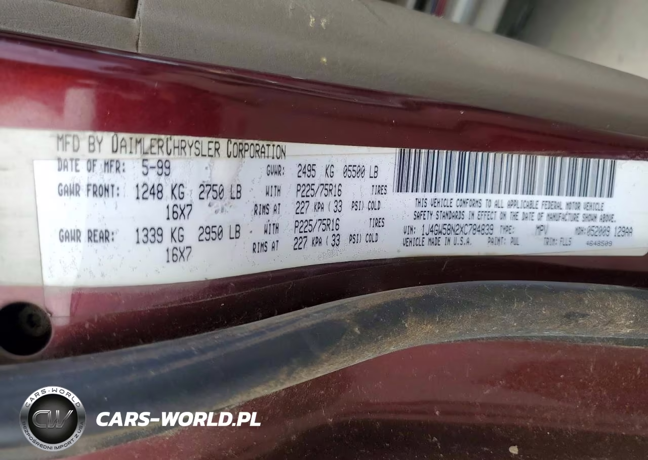 1999 Jeep Grand Cherokee Laredo VIN:1J4GW58N2XC784839 - 13
