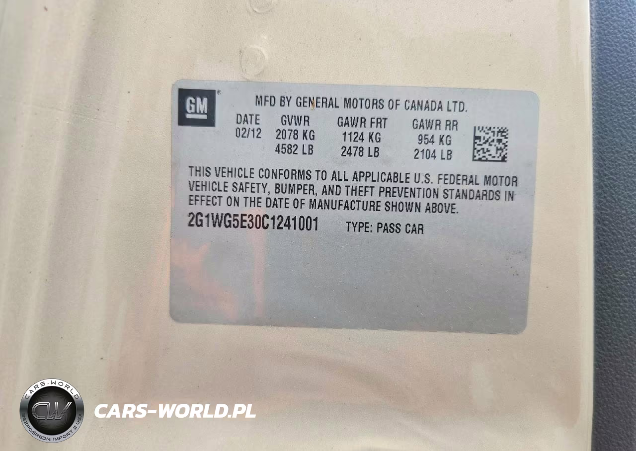 2012 Chevrolet Impala Lt VIN:2G1WG5E30C1241001 - 12