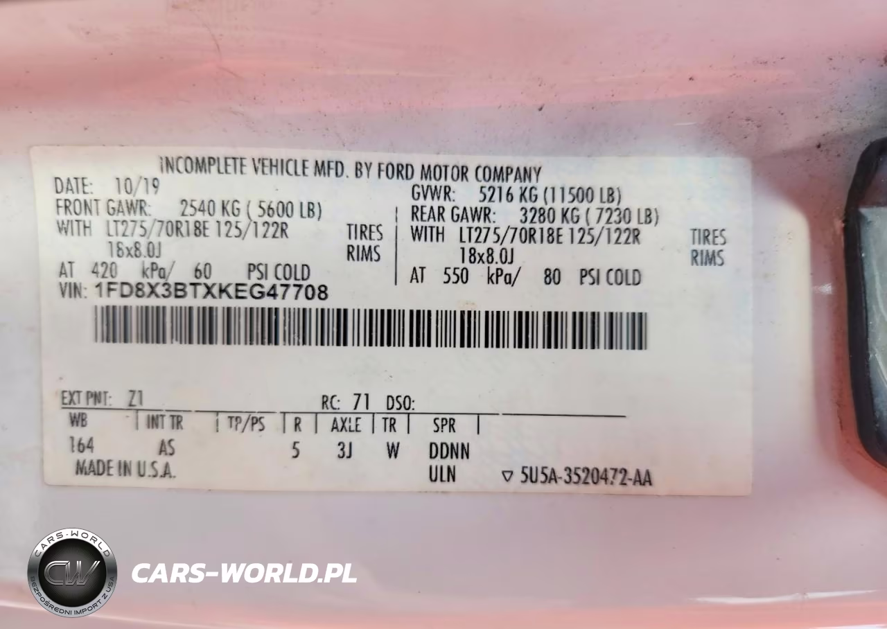 2019 Ford F350 Super Duty VIN:1FD8X3BTXKEG47708 - 12