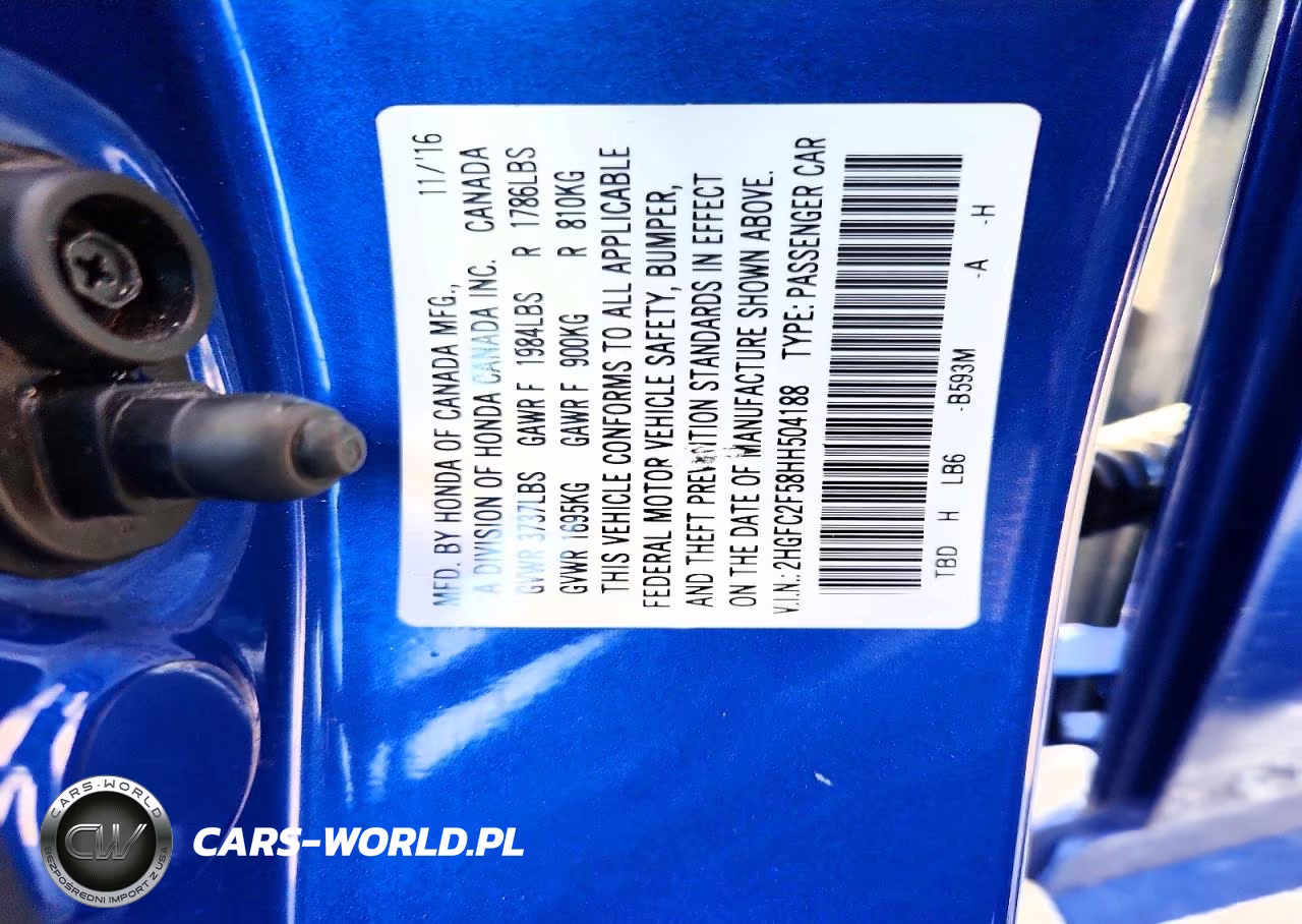 2017 Honda Civic Lx VIN:2HGFC2F58HH504188 - 12