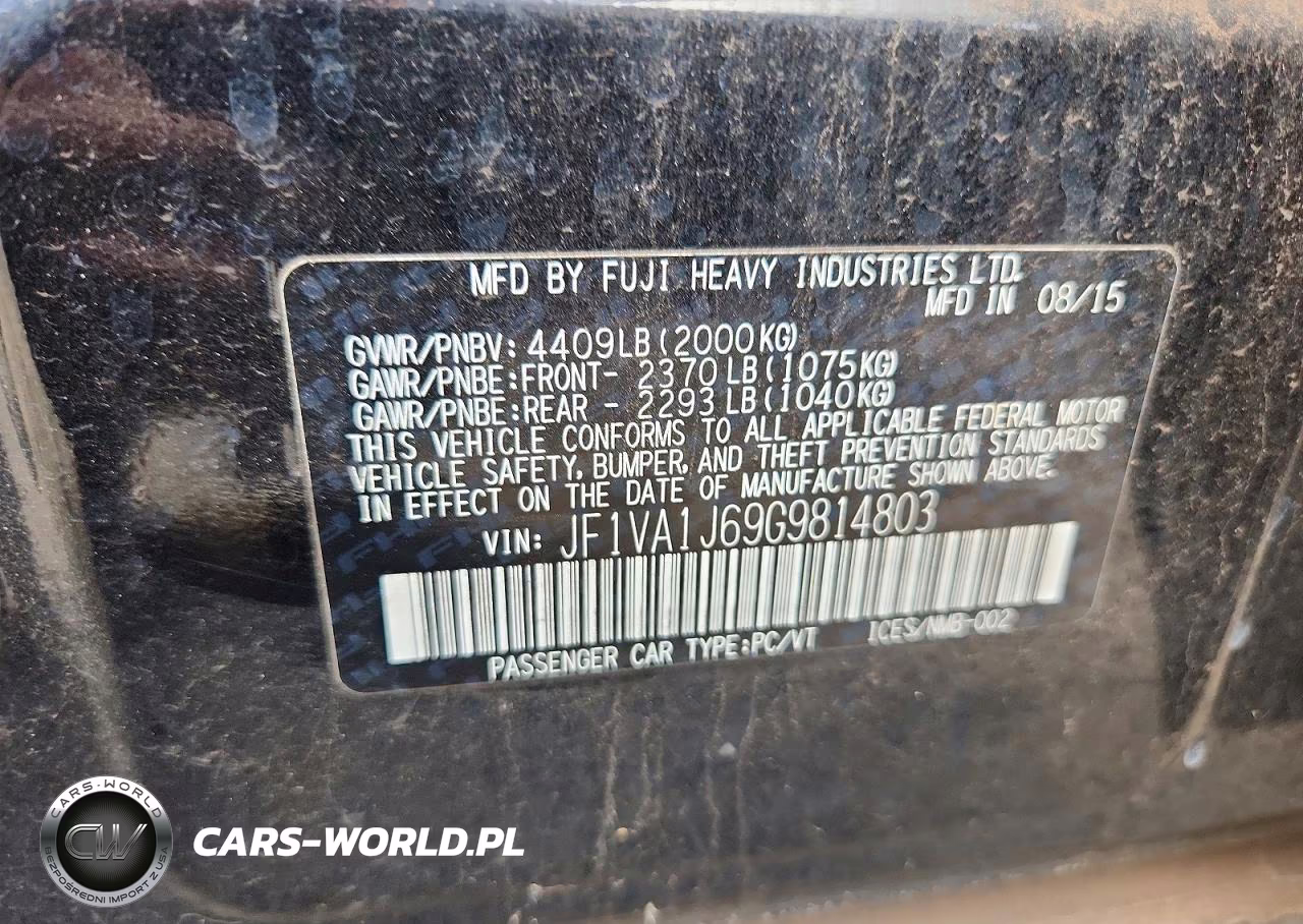 2016 Subaru Wrx Limited VIN:JF1VA1J69G9814803 - 13