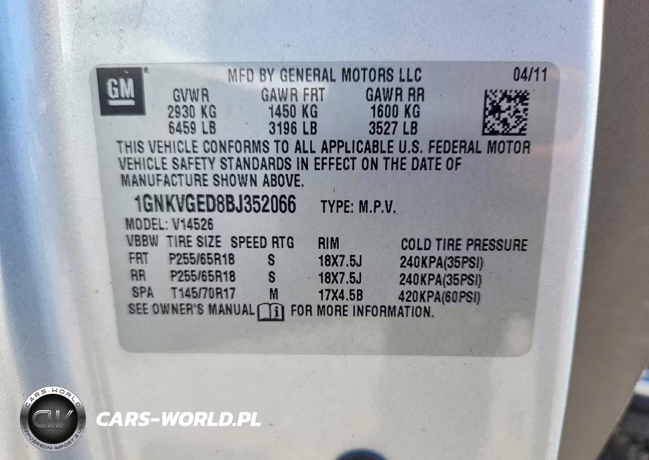 2011 Chevrolet Traverse Lt VIN:1GNKVGED8BJ352066 - 12