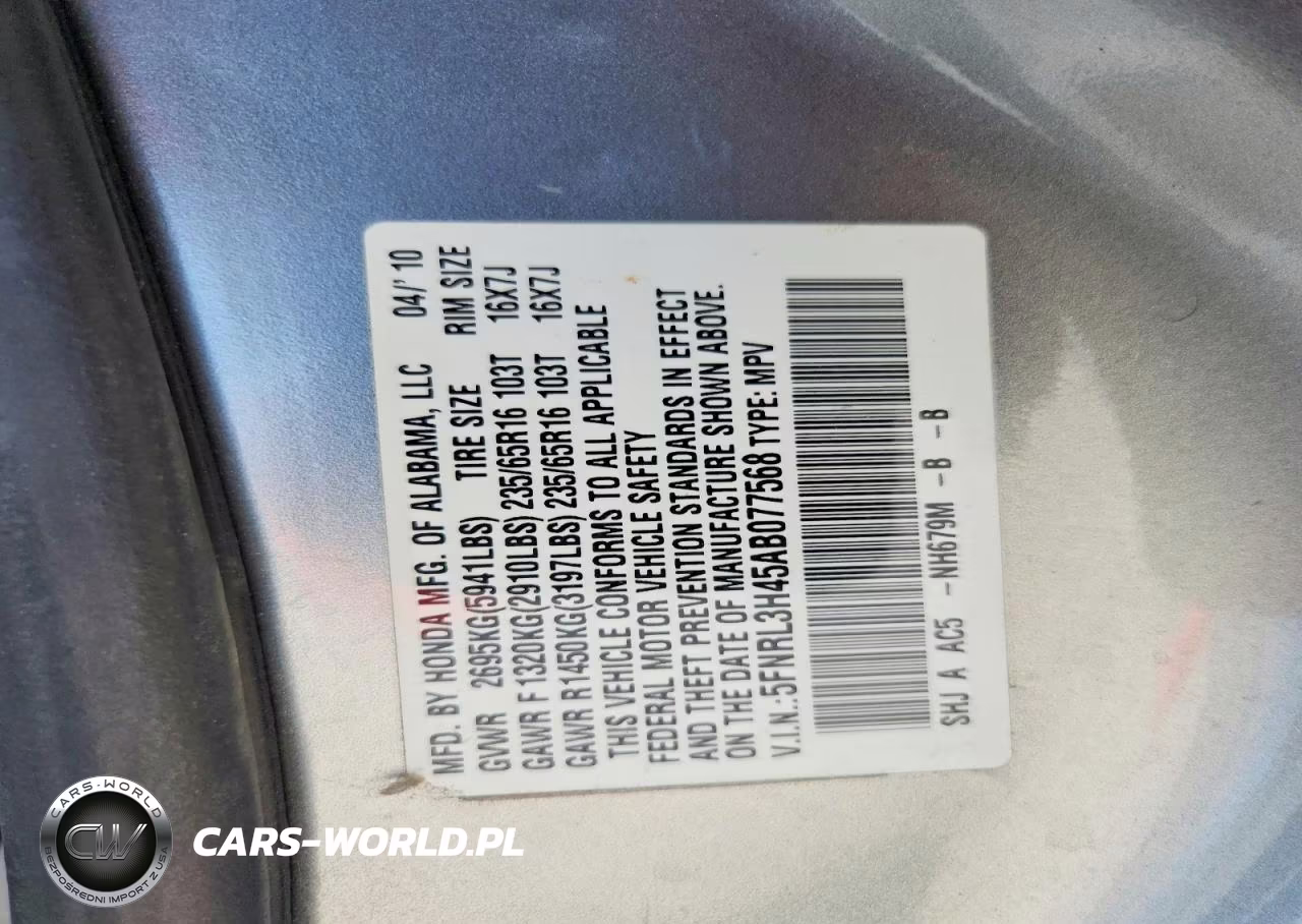 2010 Honda Odyssey Ex VIN:5FNRL3H45AB077568 - 13