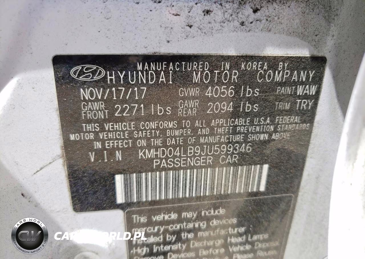 2018 Hyundai Elantra Sport VIN:KMHD04LB9JU599346 - 12