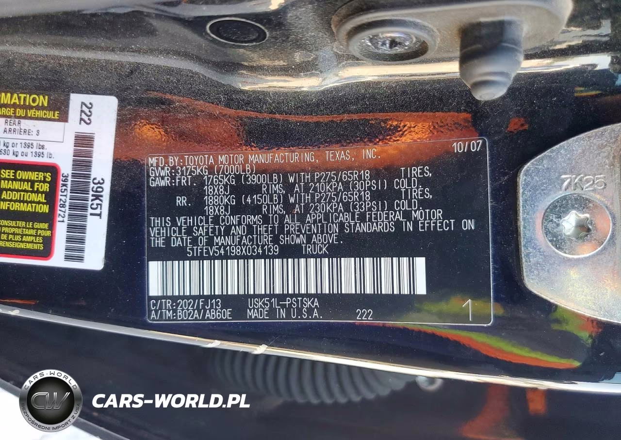 2008 Toyota Tundra Sr5 VIN:5TFEV54198X034139 - 12