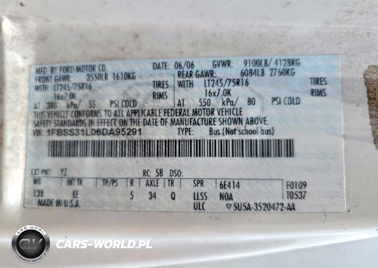 2006 Ford Econoline E350 Super Duty Wagon VIN:1FBSS31L06DA95291 - 12