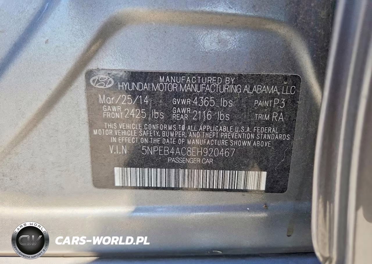 2014 Hyundai Sonata Gls VIN:5NPEB4AC8EH920467 - 12