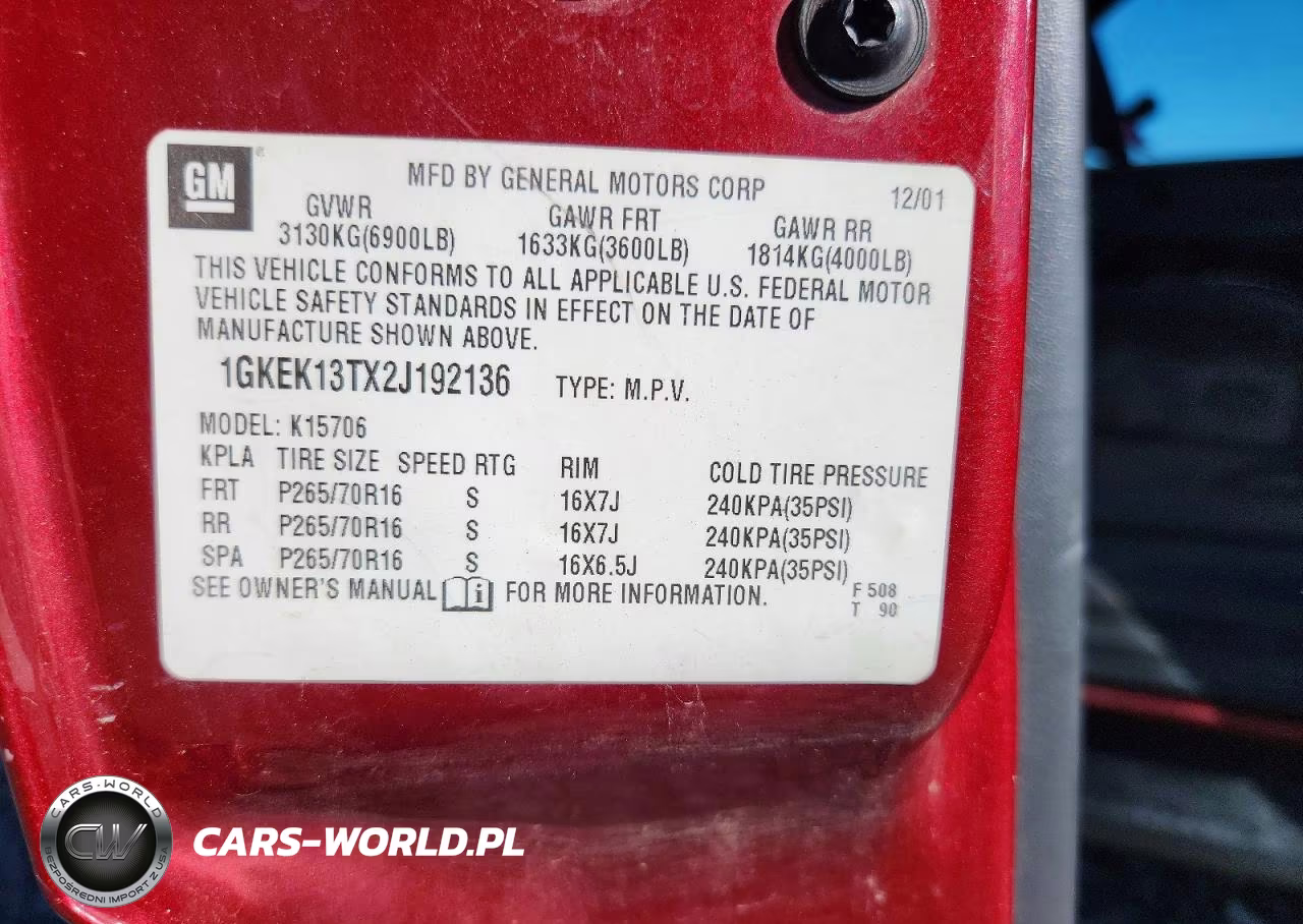 2002 GMC Yukon VIN:1GKEK13TX2J192136 - 13