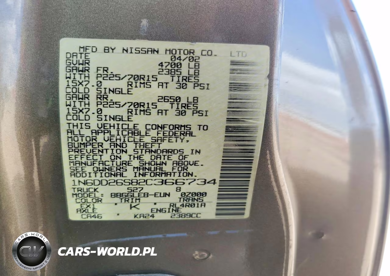 2002 Nissan Frontier King Cab Xe VIN:1N6DD26S82C366734 - 13