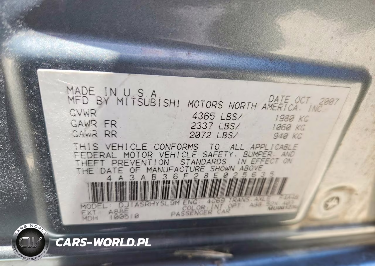 2008 Mitsubishi Galant Es VIN:4A3AB36F28E025635 - 13