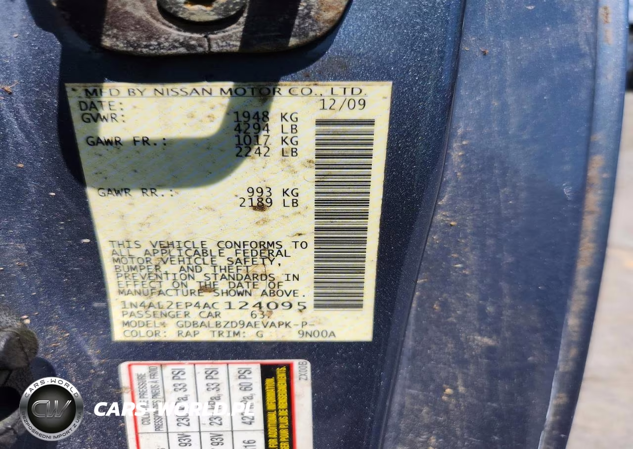 2010 Nissan Altima 2.5 S VIN:1N4AL2EP4AC124095 - 12