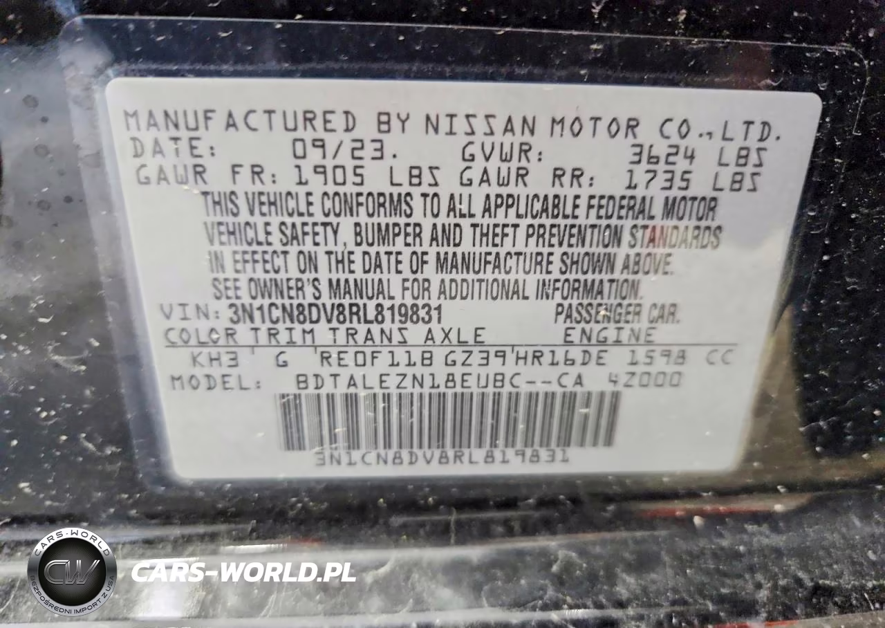 2024 Nissan Versa 1.6 S VIN:3N1CN8DV8RL819831 - 12
