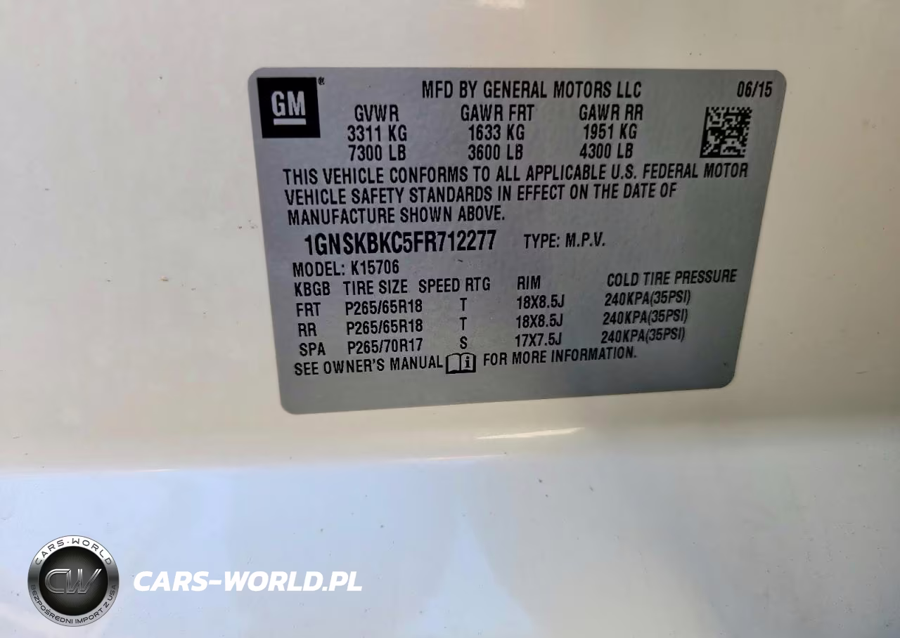 2015 Chevrolet Tahoe K1500 Lt VIN:1GNSKBKC5FR712277 - 12