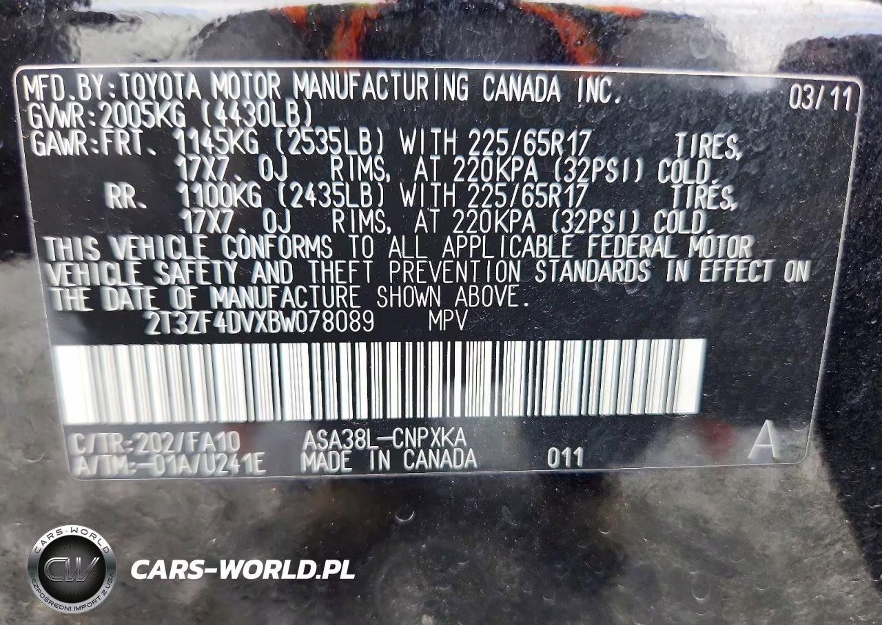 2011 Toyota Rav4 Base VIN:2T3ZF4DVXBW078089 - 12