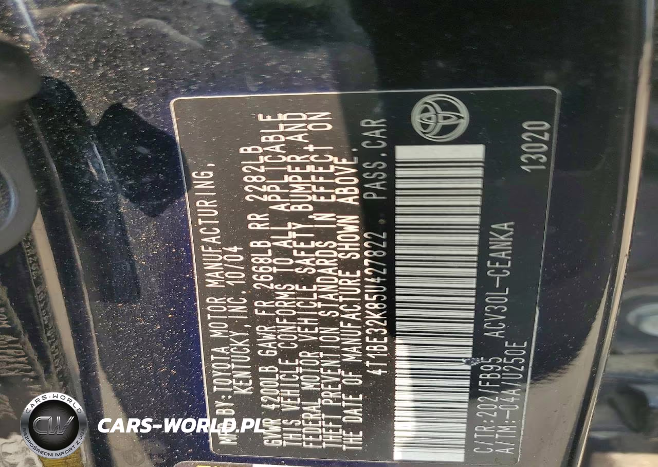 2005 Toyota Camry Le VIN:4T1BE32K85U427822 - 12