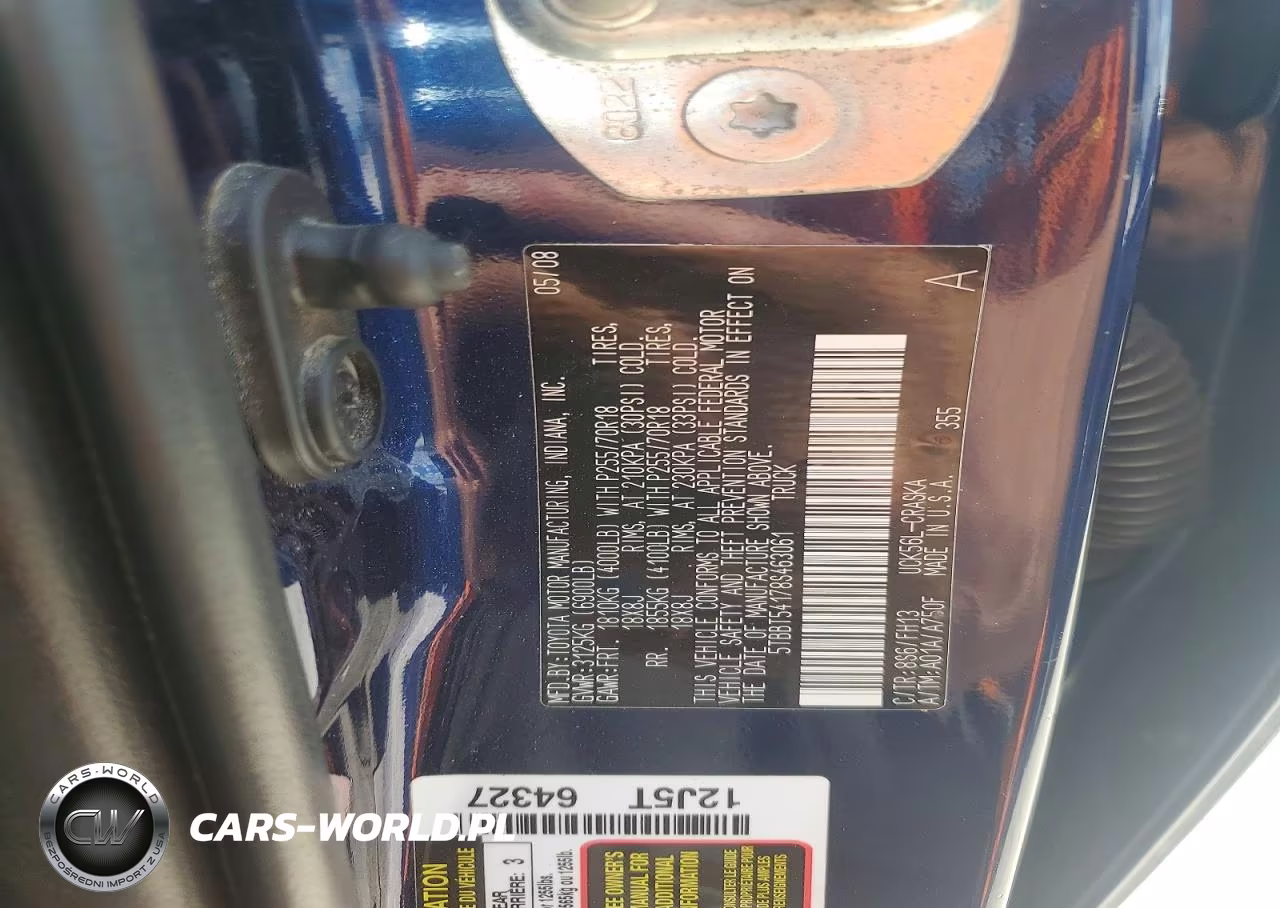 2008 Toyota Tundra Grade VIN:5TBBT54178S463061 - 12