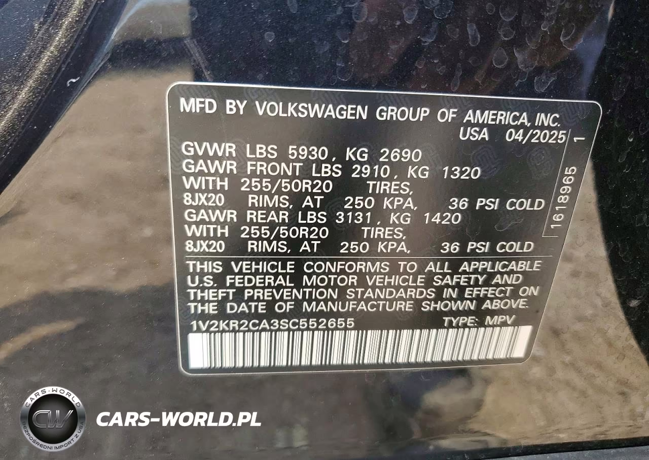 2025 Volkswagen Atlas Se VIN:1V2KR2CA3SC552655 - 13