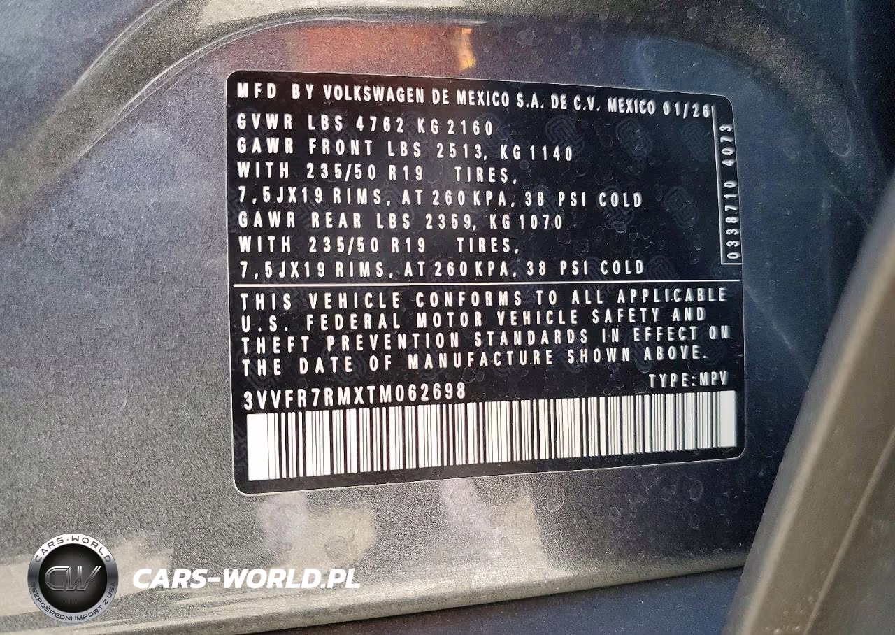 2026 Volkswagen Tiguan Se VIN:3VVFR7RMXTM062698 - 13