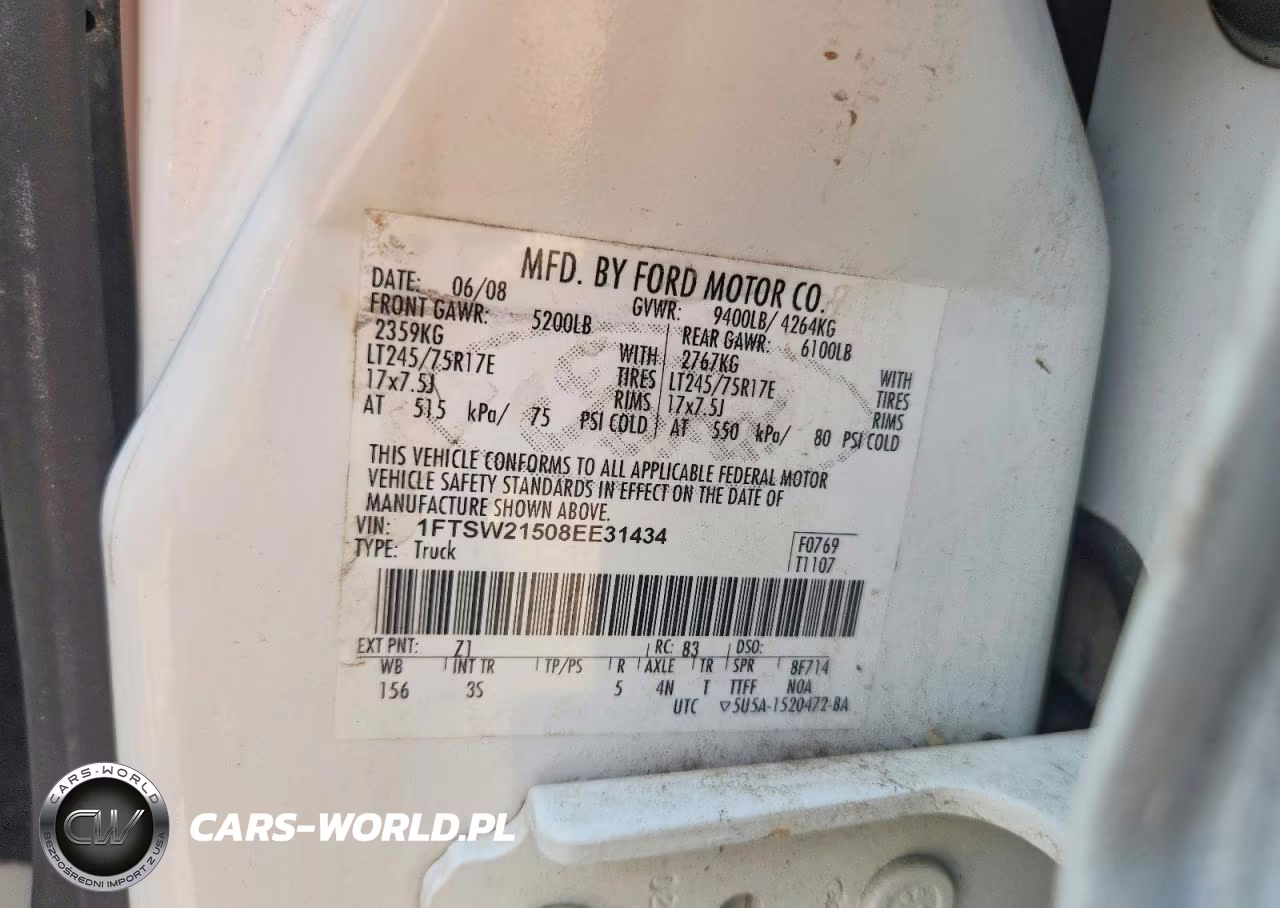 2008 Ford F250 Super Duty VIN:1FTSW21508EE31434 - 12