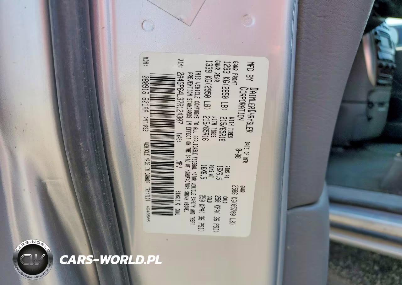 2007 Chrysler Town & Country Limited VIN:2A4GP64L37R124307 - 13
