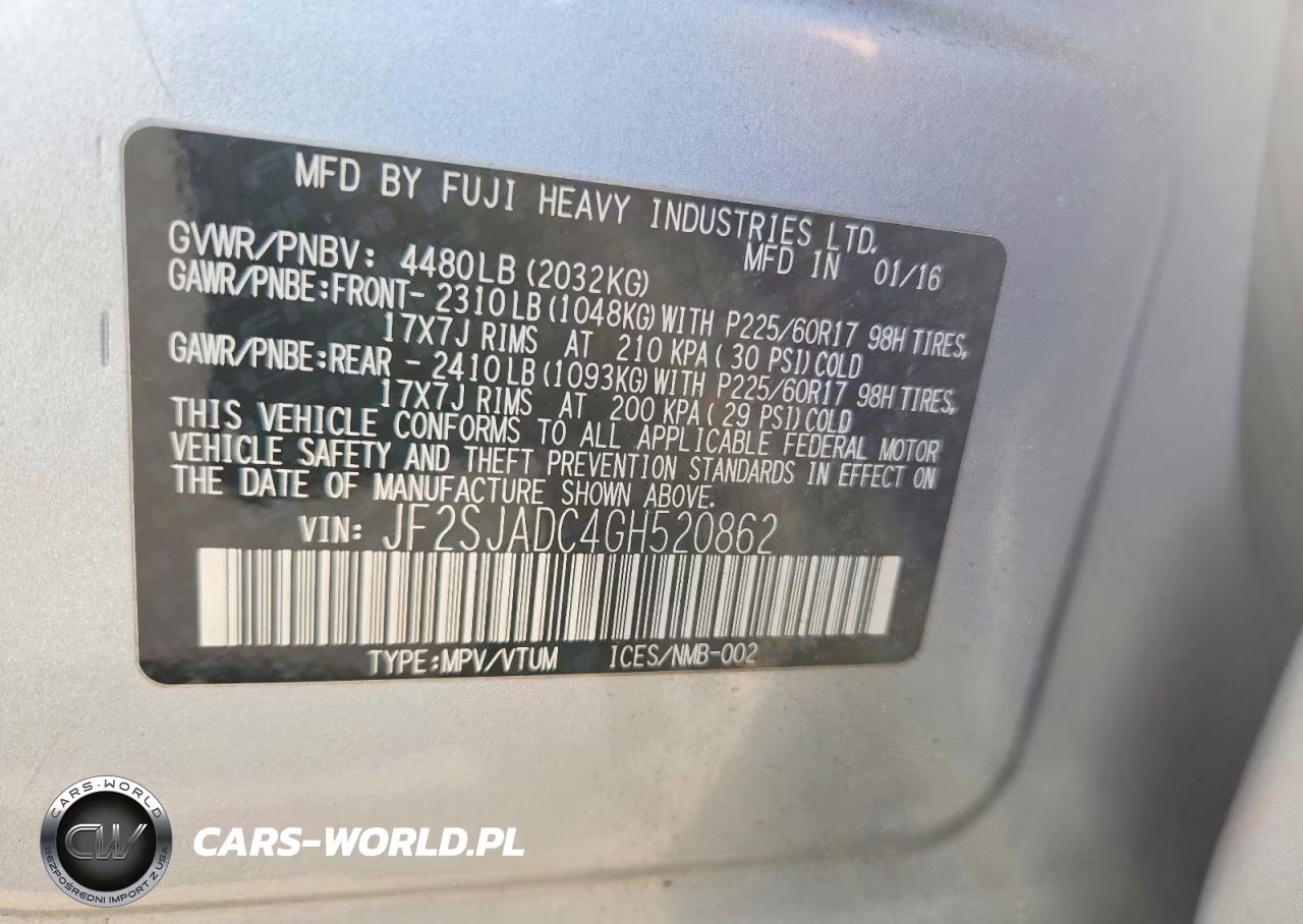 2016 Subaru Forester 2.5I Premium VIN:JF2SJADC4GH520862 - 12
