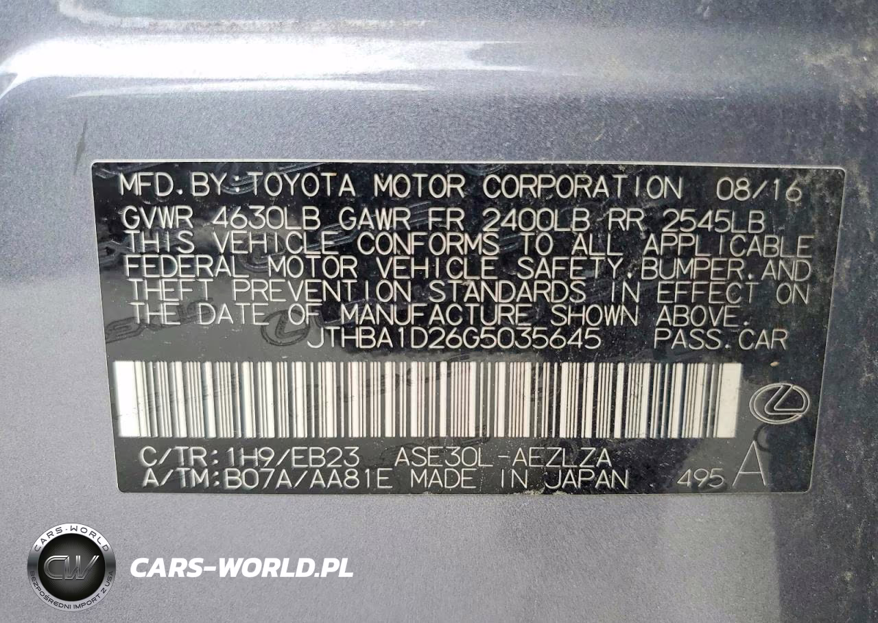 2016 Lexus Is 200T VIN:JTHBA1D26G5035645 - 13