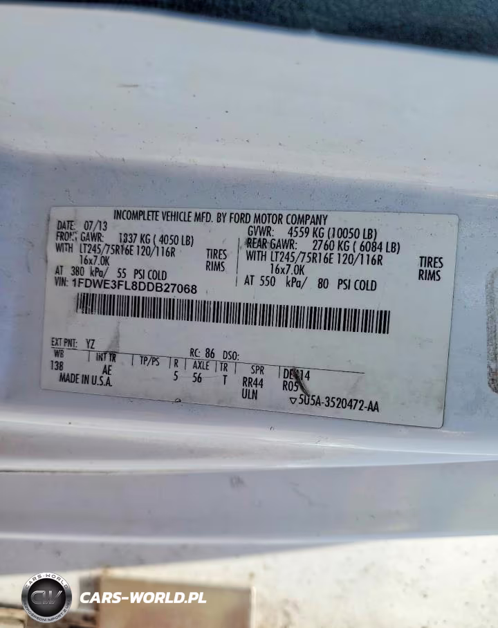 2013 Ford Econoline E350 Super Duty Cutaway Van VIN:1FDWE3FL8DDB27068 - 12