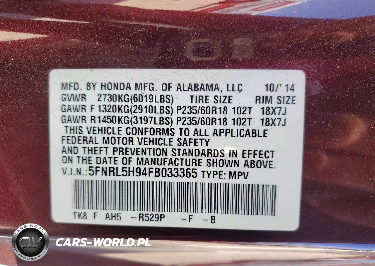 2015 Honda Odyssey Touring VIN:5FNRL5H94FB033365 - 13