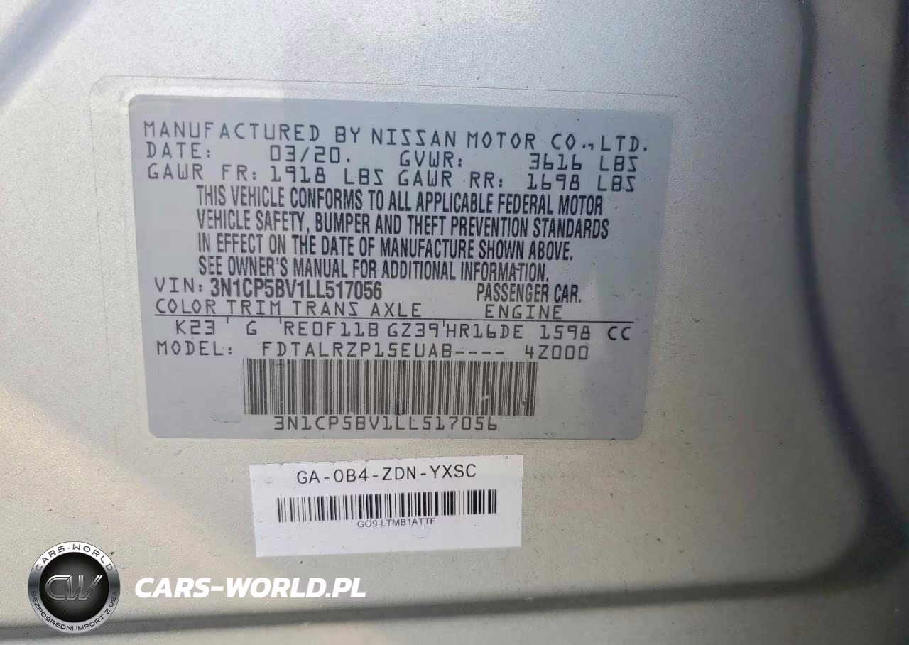 2020 Nissan Kicks S VIN:3N1CP5BV1LL517056 - 13