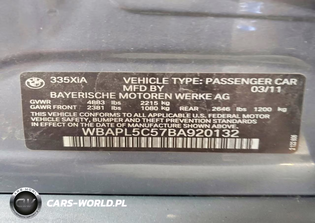 2011 BMW 335 Xi VIN:WBAPL5C57BA920132 - 13