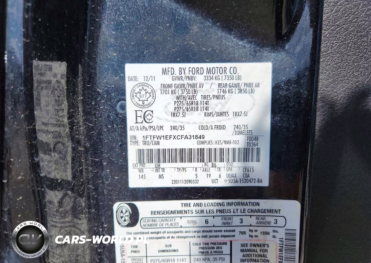 2012 Ford F150 Supercrew VIN:1FTFW1EFXCFA31849 - 12