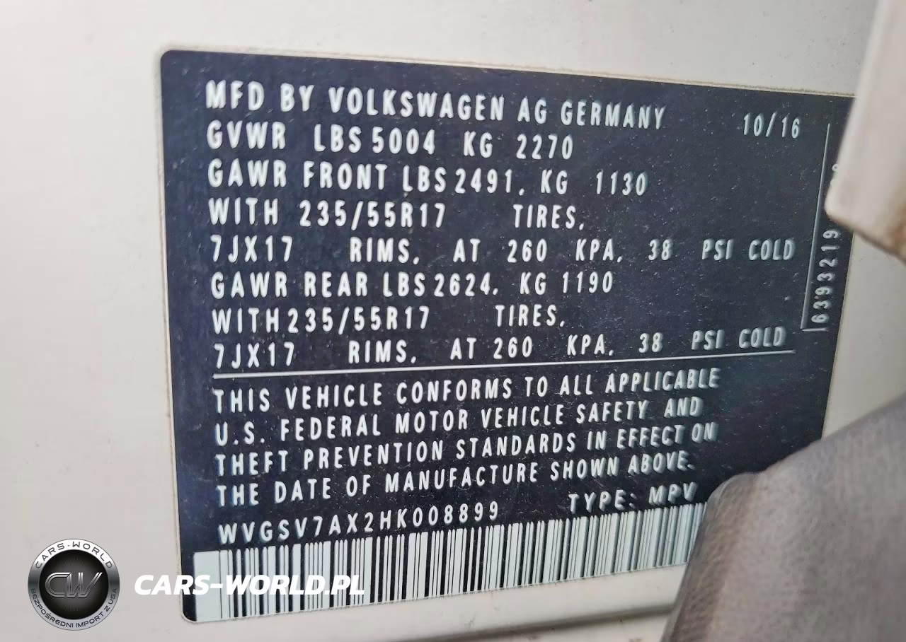 2017 Volkswagen Tiguan Wolfsburg VIN:WVGSV7AX2HK008899 - 13