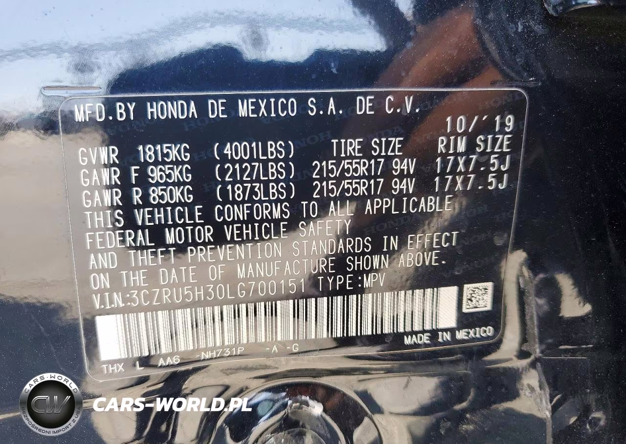 2020 Honda Hr-V Lx VIN:3CZRU5H30LG700151 - 12