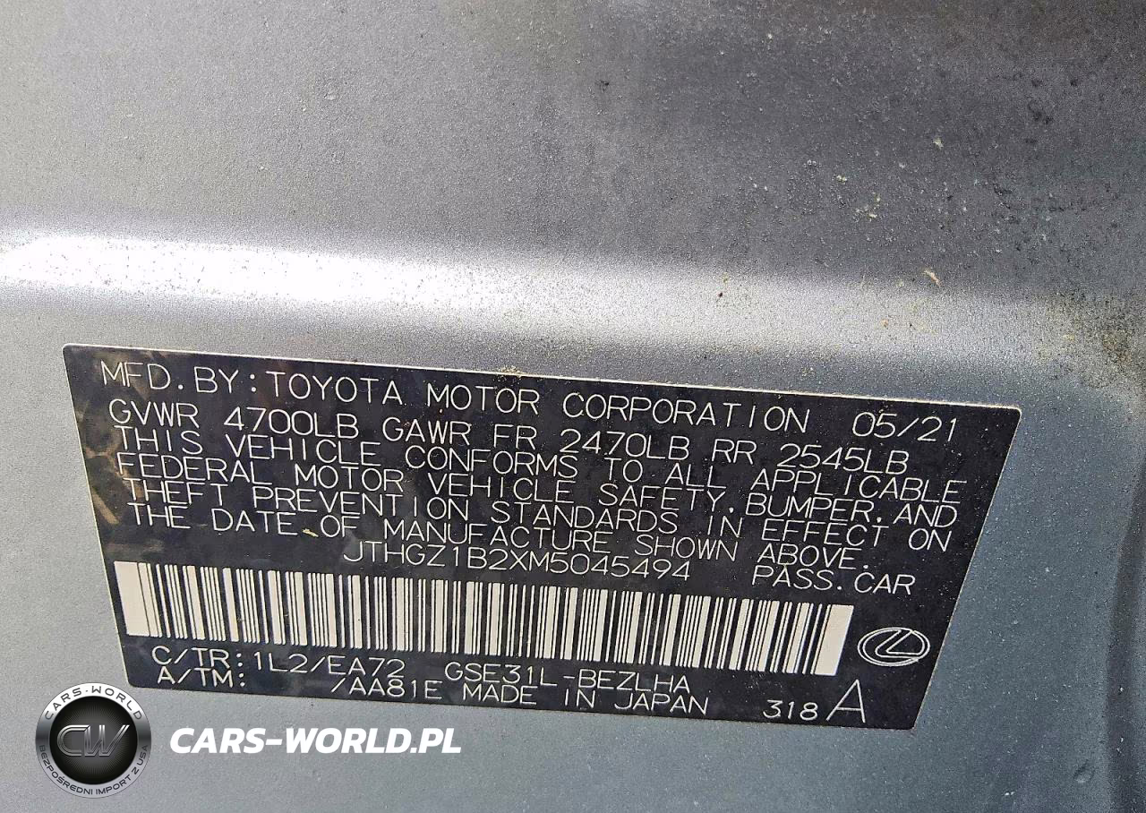 2021 Lexus Is 350 F Sport VIN:JTHGZ1B2XM5045494 - 12