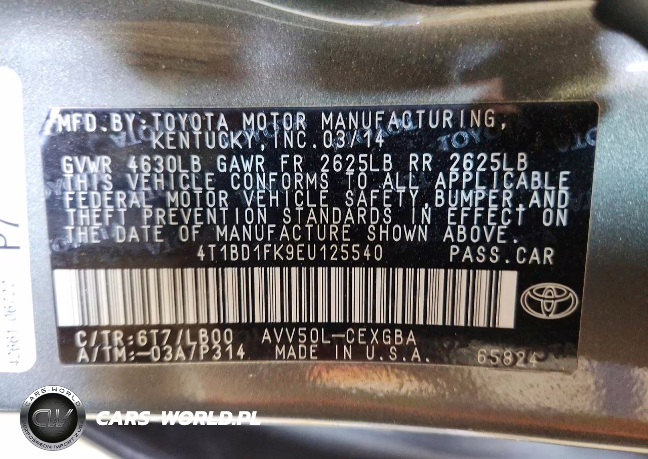2014 Toyota Camry Hybrid Xle VIN:4T1BD1FK9EU125540 - 12