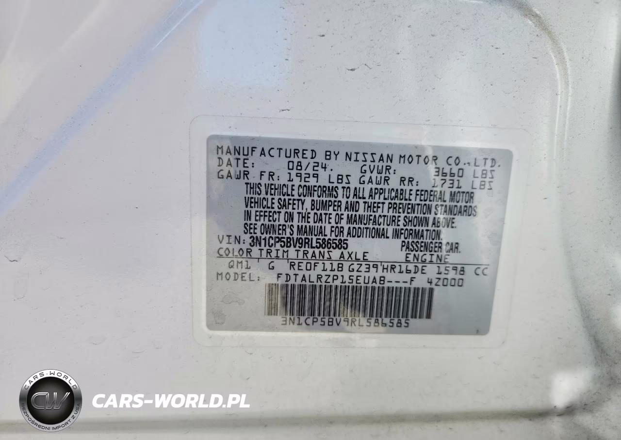 2024 Nissan Kicks S VIN:3N1CP5BV9RL586585 - 12