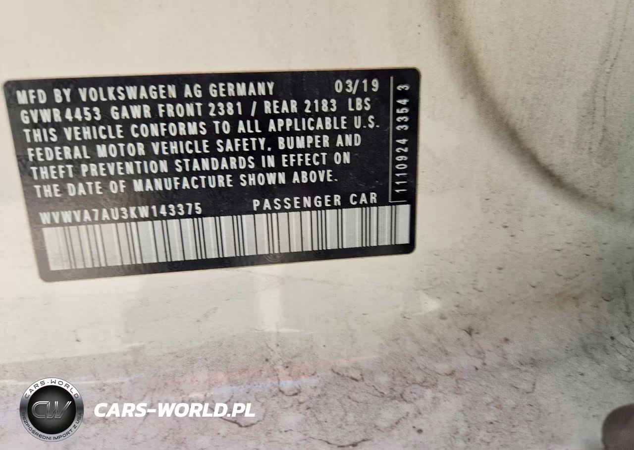 2019 Volkswagen Golf R VIN:WVWVA7AU3KW143375 - 13