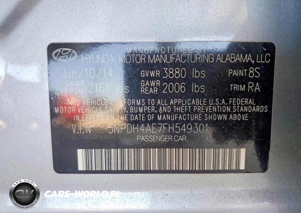2015 Hyundai Elantra Se VIN:5NPDH4AE7FH549301 - 12