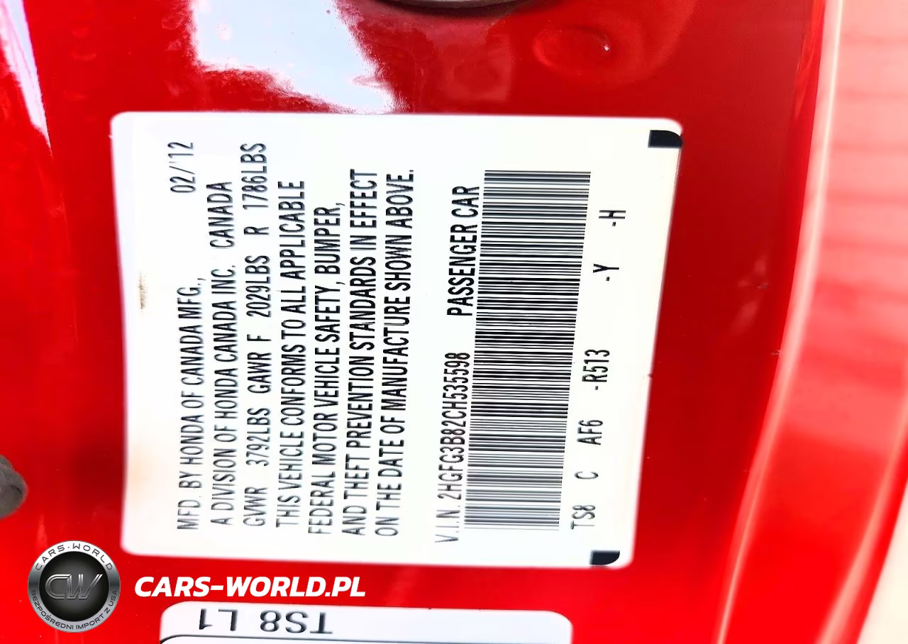 2012 Honda Civic Ex VIN:2HGFG3B82CH535598 - 12