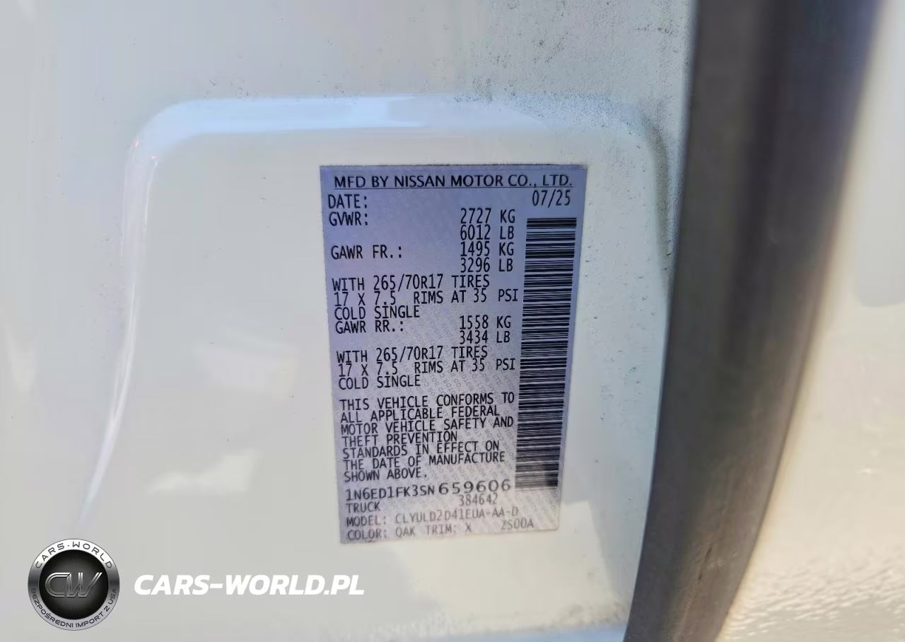 2025 Nissan Frontier Pro-4X VIN:1N6ED1FK3SN659606 - 12