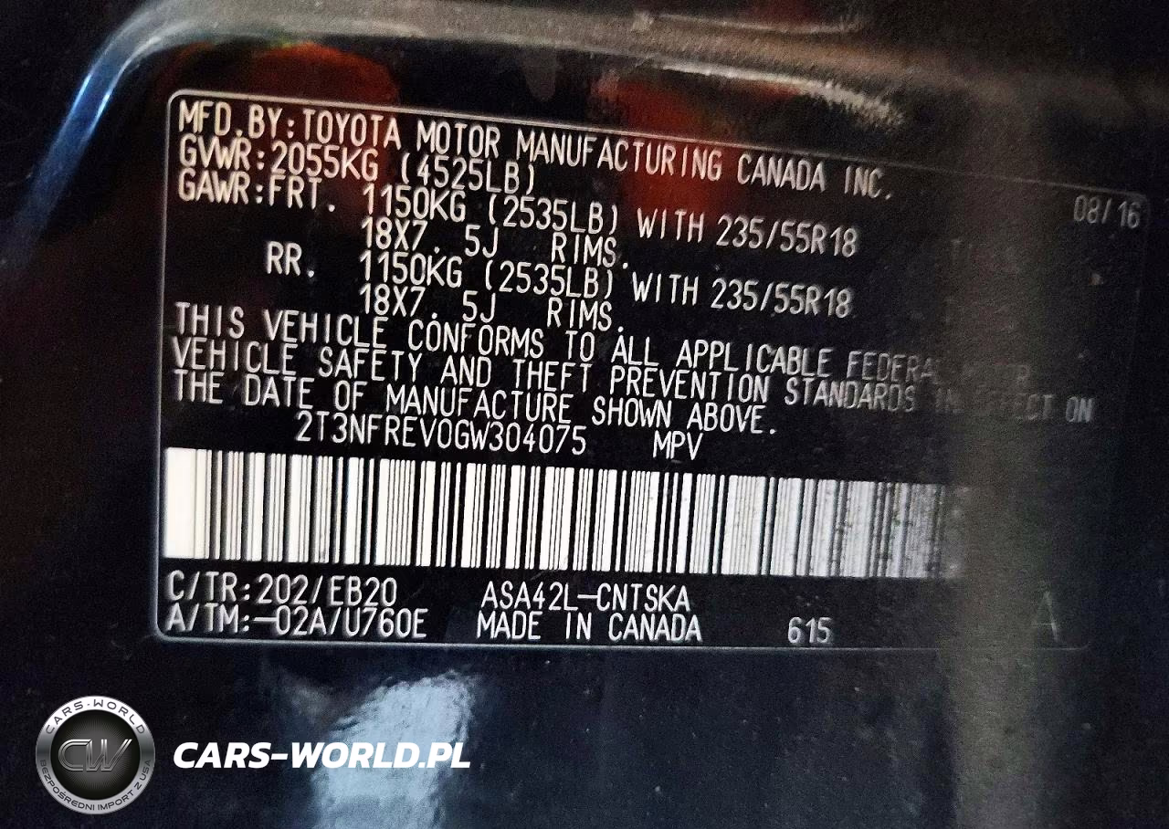 2016 Toyota Rav4 Le Awd VIN:2T3NFREV0GW304075 - 14
