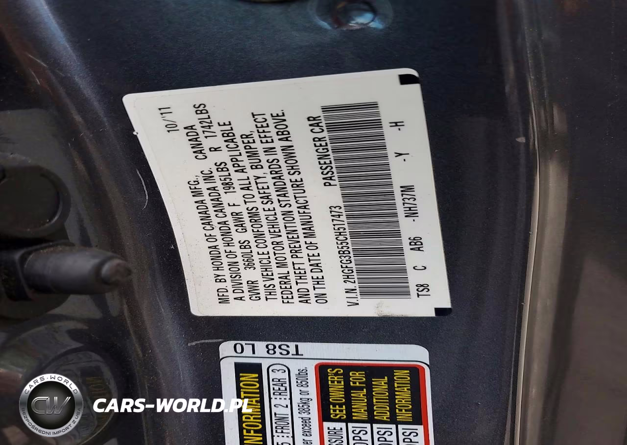 2012 Honda Civic Lx VIN:2HGFG3B55CH517473 - 12