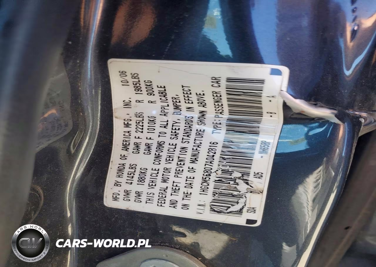 2007 Honda Accord Ex VIN:1HGCM56807A042816 - 12