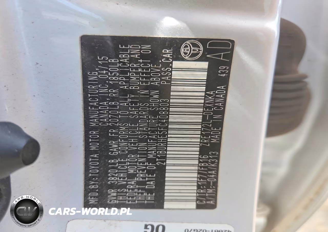 2015 Toyota Corolla Le VIN:2T1BURHE5FC408803 - 12