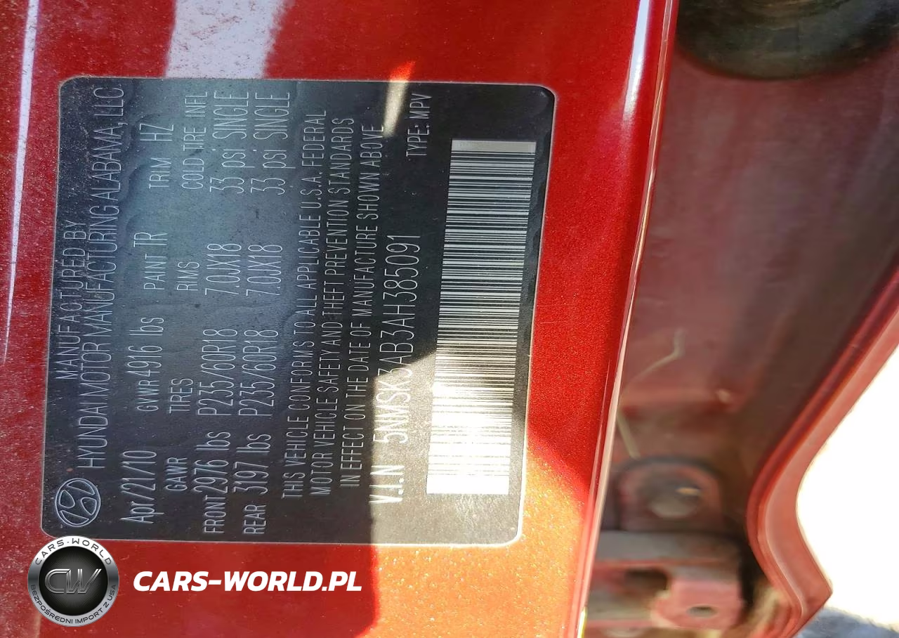 2010 Hyundai Santa Fe Limited VIN:5NMSK3AB3AH385091 - 13