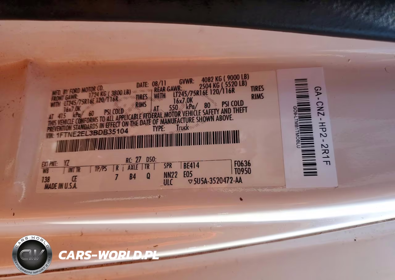 2011 Ford Econoline E250 Van VIN:1FTNE2EL3BDB35104 - 13
