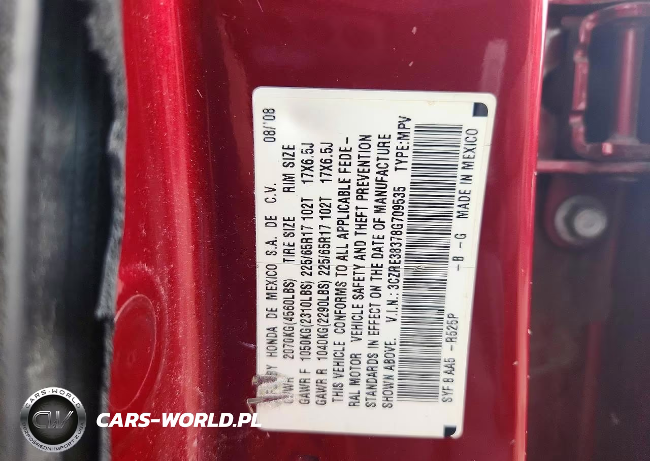 2008 Honda Cr-V Lx VIN:3CZRE38378G709535 - 13